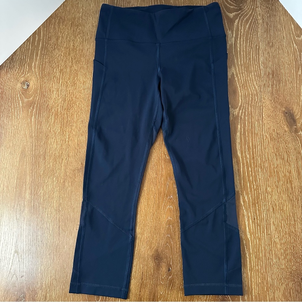 Lululemon Pace Rival Crop Navy Blue‎ Tight Pant Run Workout Gym